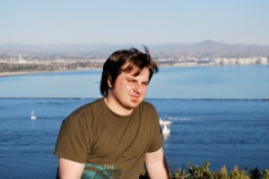 Dave contemplating that TJ hotdog