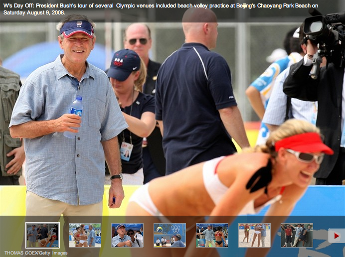 George Bush Checks out Volleyball Players Butt
